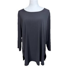 Susan Graver Women's Pullover Top Sz L Black Long Sleeves Closet Staple
